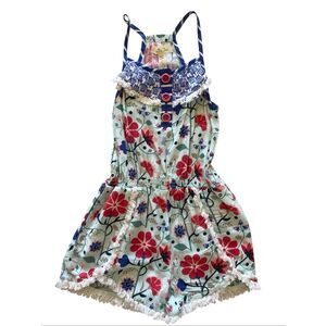 Matilda Jane Tug of War Floral Romper Girl Sz 4 One-piece Adventure Begins